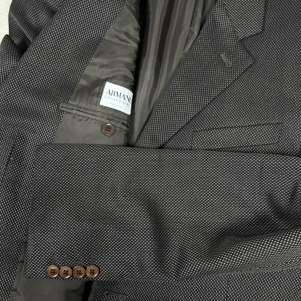 Armani Collezioni Mens 44L‎ Wool Silk Micro Weave Blazer Sport Coat Italy